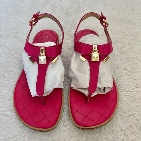 Michael Kors Pink T-Strap Sandals with Gold Hardware size 8.5 M - Picture 12 of 16